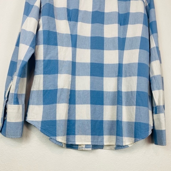 NORMA KAMALI Womans Blue White Checkered Button Down Shirt Lightweight XL - Picture 9 of 11
